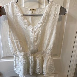 White peplum wide strap tank